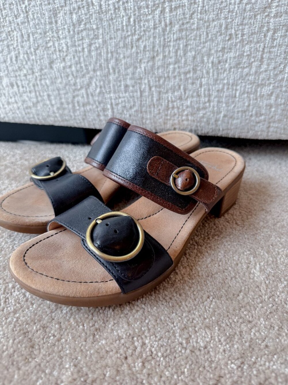 Dansko Lenny Black Leather Sandals - Size 40
